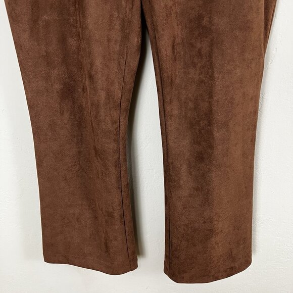 TUCKERNUCK Ashford Pants‎ Brown Faux Suede High Rise Kick Flare Crop Size XXL - Picture 4 of 13